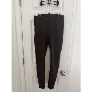 SPANX Faux Suede Chocolate Brown Leggings.Size Small Pettite